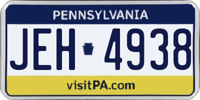 PA license plate JEH4938