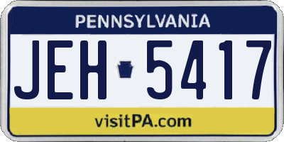 PA license plate JEH5417