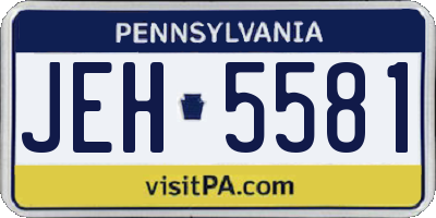 PA license plate JEH5581