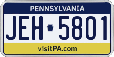 PA license plate JEH5801