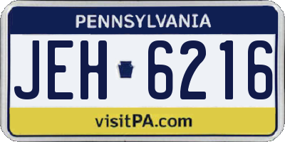 PA license plate JEH6216