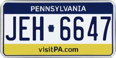PA license plate JEH6647