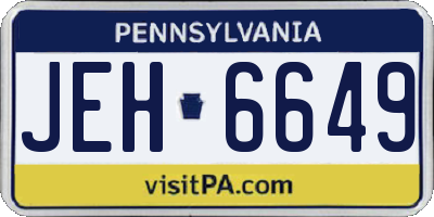 PA license plate JEH6649