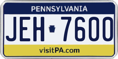 PA license plate JEH7600