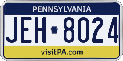 PA license plate JEH8024