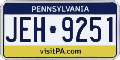 PA license plate JEH9251