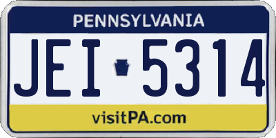 PA license plate JEI5314