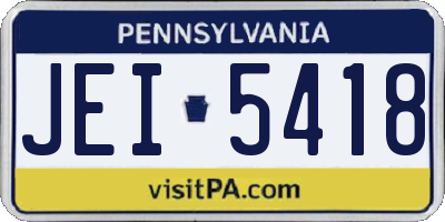 PA license plate JEI5418