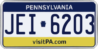 PA license plate JEI6203