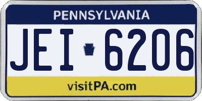 PA license plate JEI6206