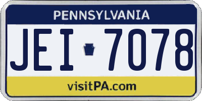 PA license plate JEI7078