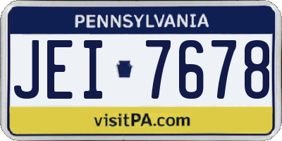 PA license plate JEI7678