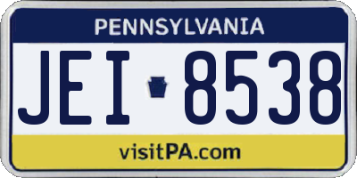 PA license plate JEI8538