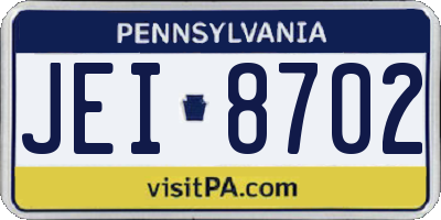 PA license plate JEI8702