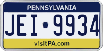 PA license plate JEI9934