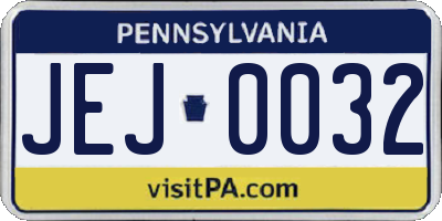 PA license plate JEJ0032