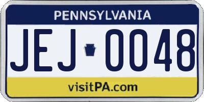 PA license plate JEJ0048