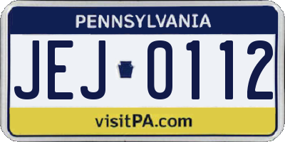 PA license plate JEJ0112
