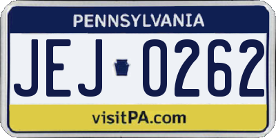 PA license plate JEJ0262