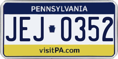 PA license plate JEJ0352