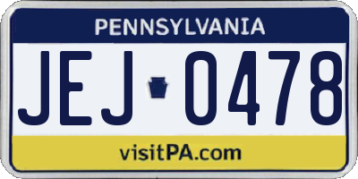 PA license plate JEJ0478