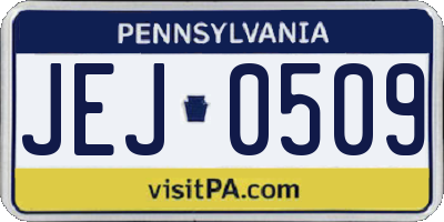 PA license plate JEJ0509