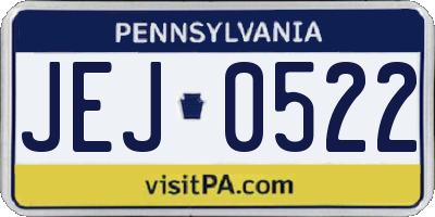PA license plate JEJ0522
