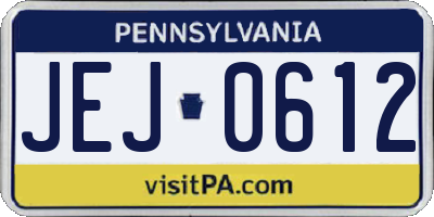 PA license plate JEJ0612