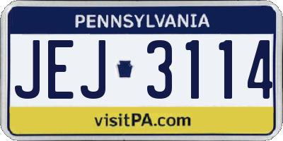 PA license plate JEJ3114
