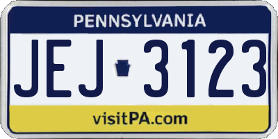 PA license plate JEJ3123