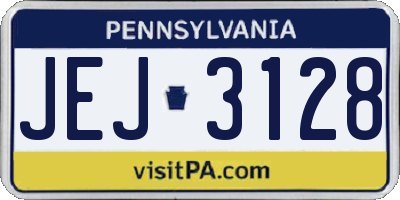 PA license plate JEJ3128