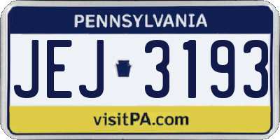 PA license plate JEJ3193