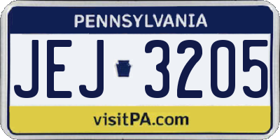 PA license plate JEJ3205