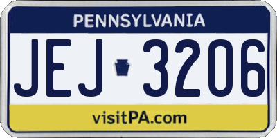 PA license plate JEJ3206