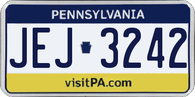 PA license plate JEJ3242