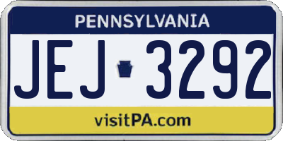 PA license plate JEJ3292