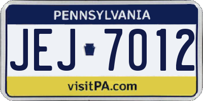 PA license plate JEJ7012
