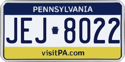 PA license plate JEJ8022
