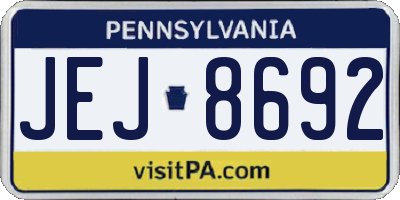 PA license plate JEJ8692
