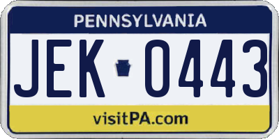 PA license plate JEK0443