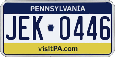 PA license plate JEK0446