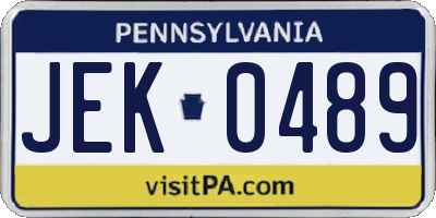 PA license plate JEK0489
