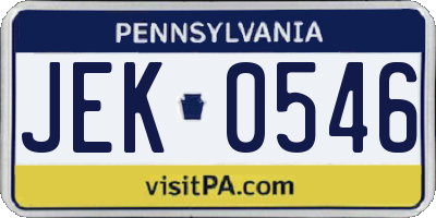 PA license plate JEK0546