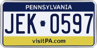 PA license plate JEK0597