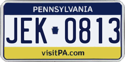 PA license plate JEK0813