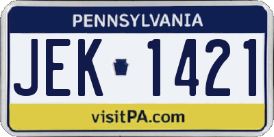 PA license plate JEK1421
