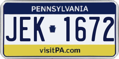 PA license plate JEK1672