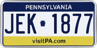 PA license plate JEK1877
