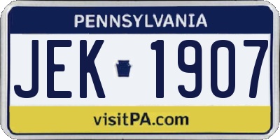 PA license plate JEK1907