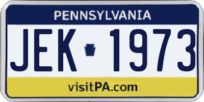 PA license plate JEK1973